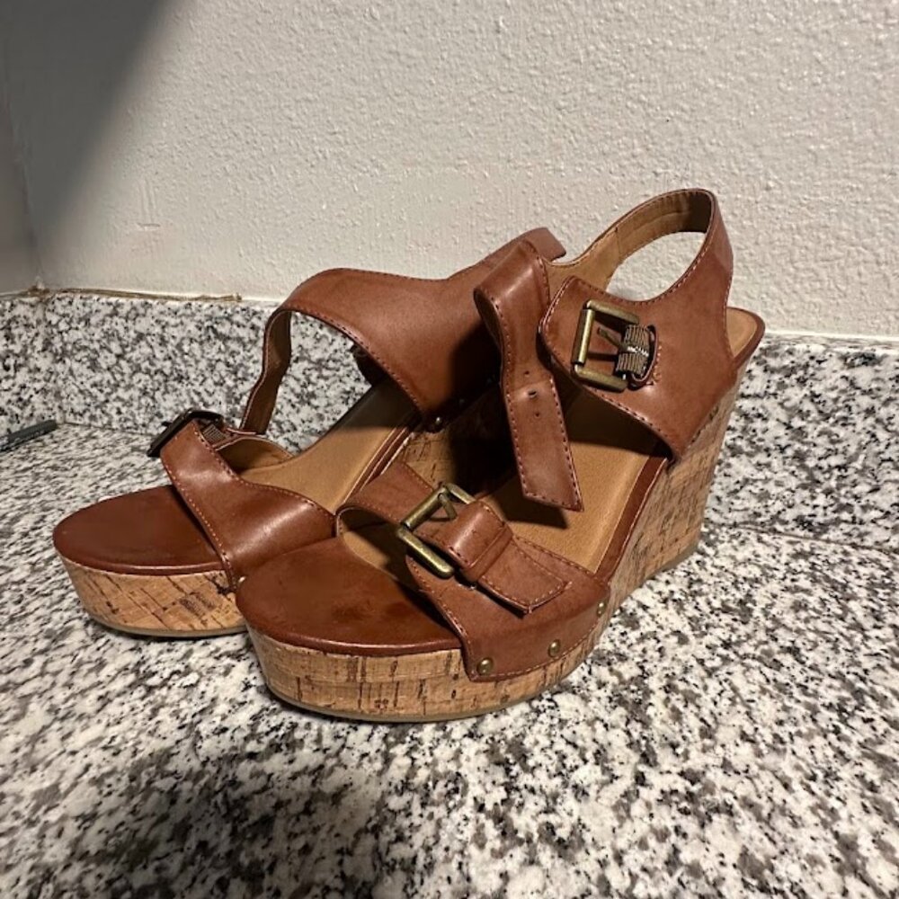 Mossimo Supply Co. Tan Cork Wedge Sandals Size 10